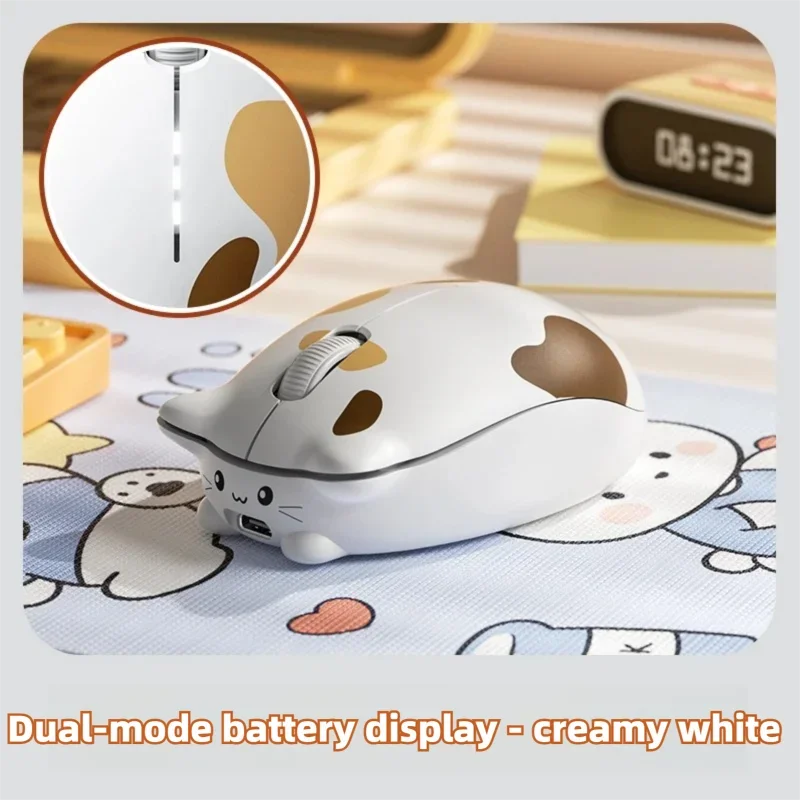 INPHIC Kalo Cute Cat Bluetooth Compatible Wireless Mouse Low Noise Office Mouse Battery Power Display For PC Laptops and IPads