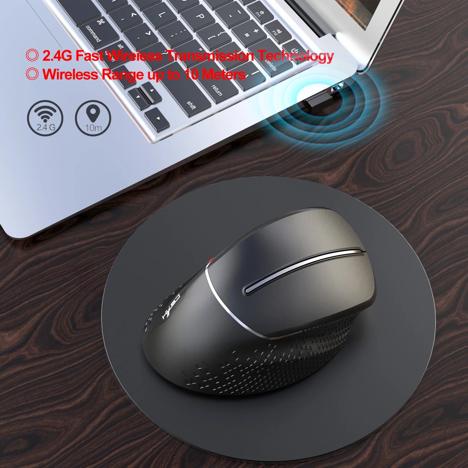 2.4G Wireless Mouse Ergonomic Vertical Mice Side Metal Roller Gaming Mouse For Official Home Laptop Computer PC