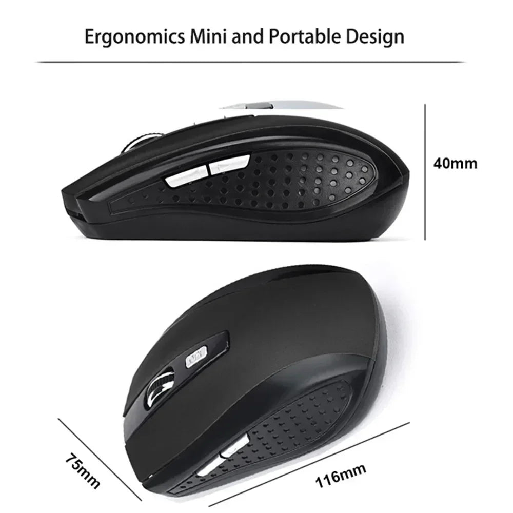 Portable Wireless Mouse 2.4G 1600DPI Ergonomics Mouse Mobile Optical Office Mouse Adjustable Levels for Notebook Laptop MacBook