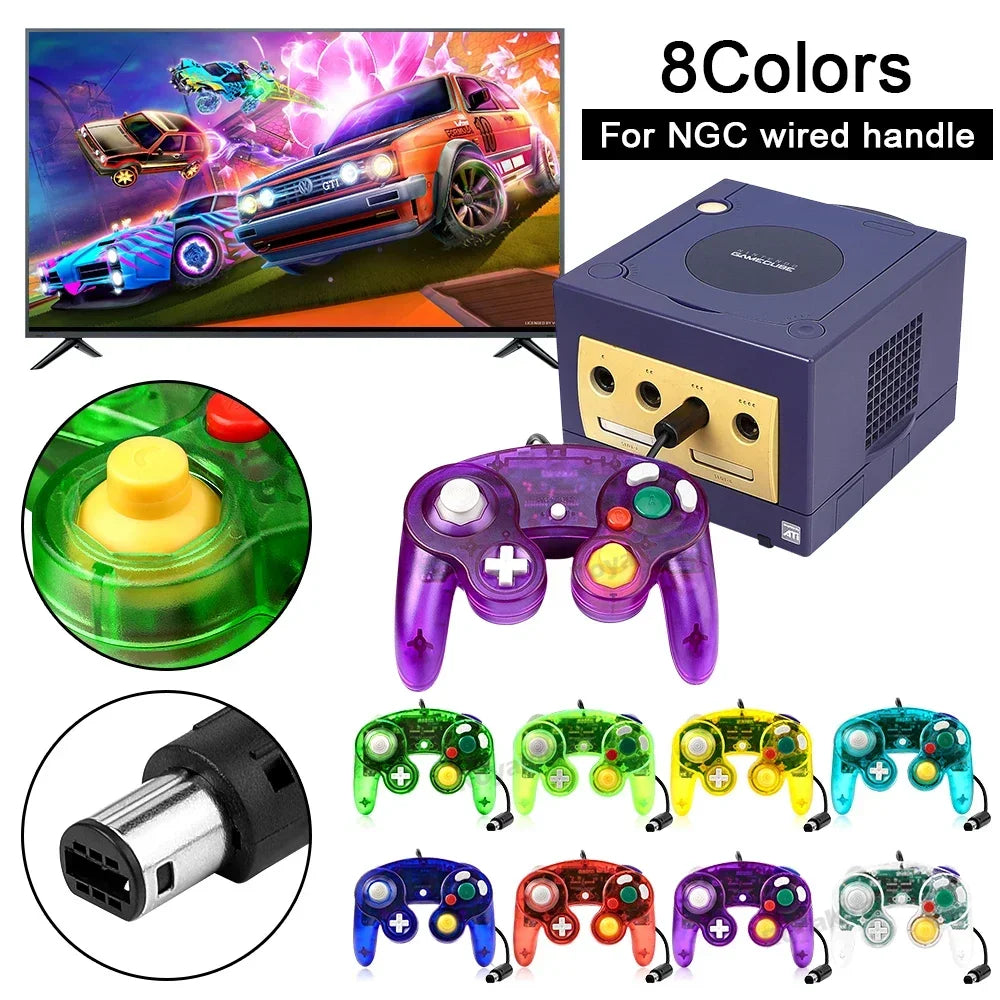 8 Colors Transparent For NGC Wired Game Controller For GameCube NGC Classic Joystick Retro Game Handle Wired Gamepads
