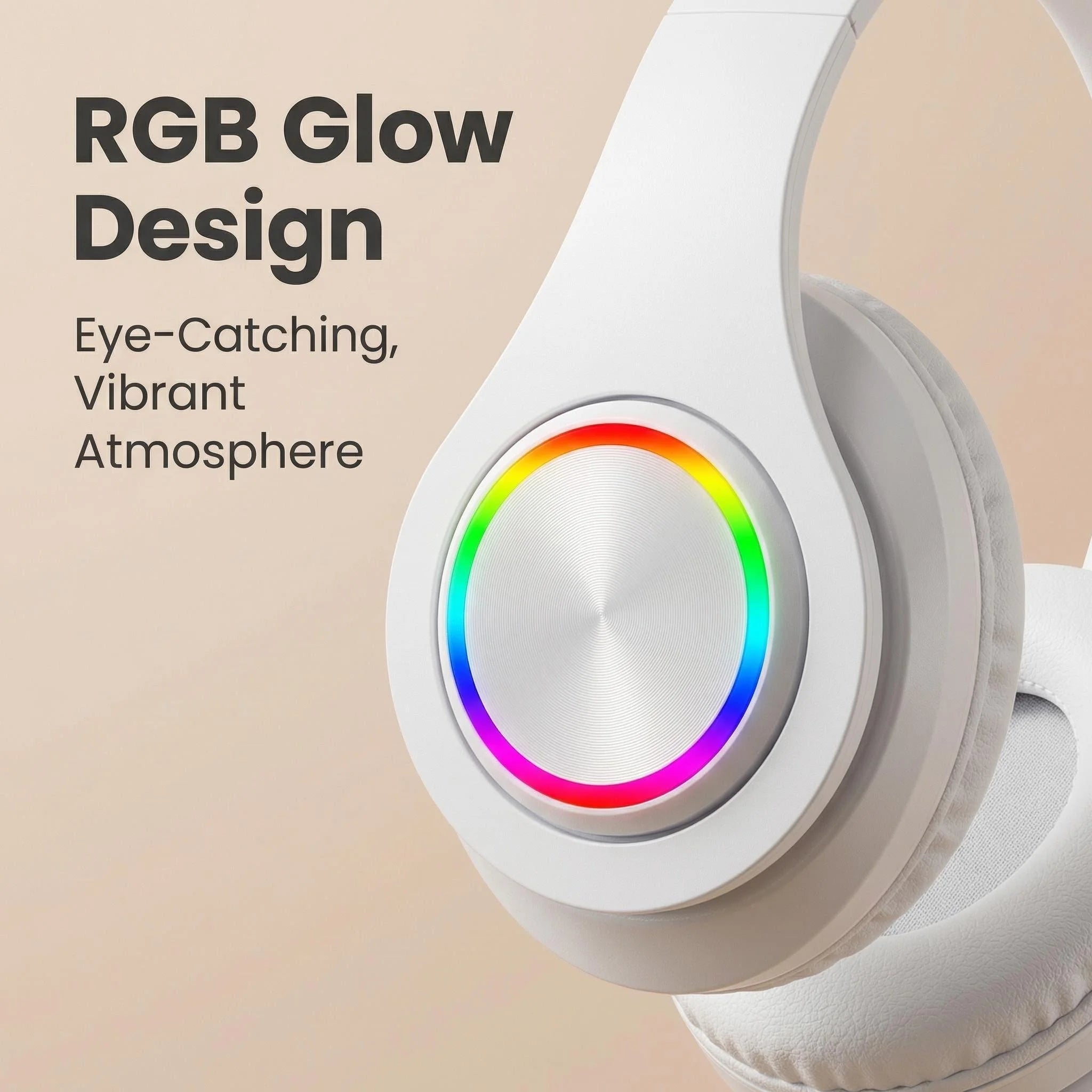 RGB Luminous Headset Bluetooth Headphones Noise Cancelling Wireless Earphones for Students Gamers Music Lovers