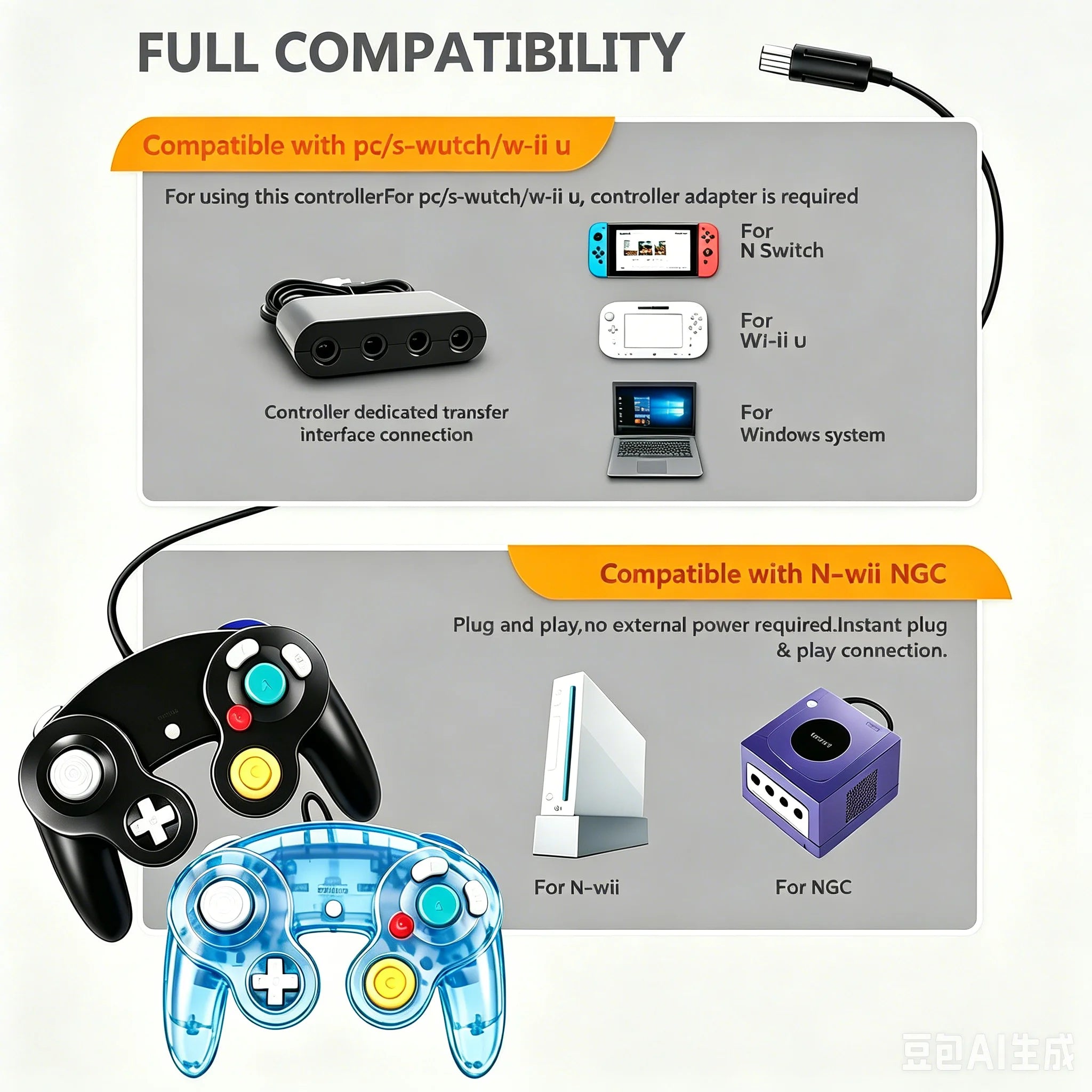 NGC Wired Controller For Nintend Switch Gamepad For Wii/ Wii U Console For GC Controle For PC Joystick For Switch Accessories