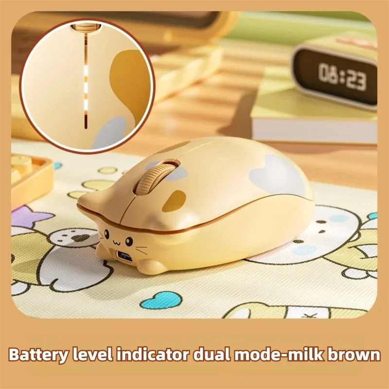 INPHIC Kalo Cute Cat Bluetooth Compatible Wireless Mouse Low Noise Office Mouse Battery Power Display For PC Laptops and IPads