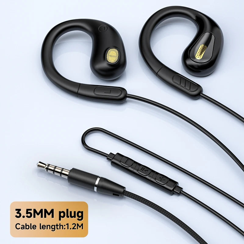 3.5mm Not-in Ear Headphones TP-C Wired Open Ear Sports Gaming Headset Hifi Sound Music Earphone with ENC MIC for Clear Calls