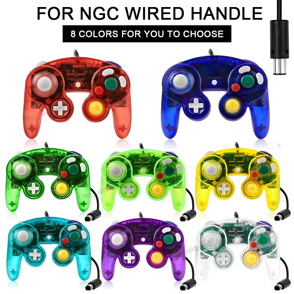8 Colors Transparent For NGC Wired Game Controller For GameCube NGC Classic Joystick Retro Game Handle Wired Gamepads