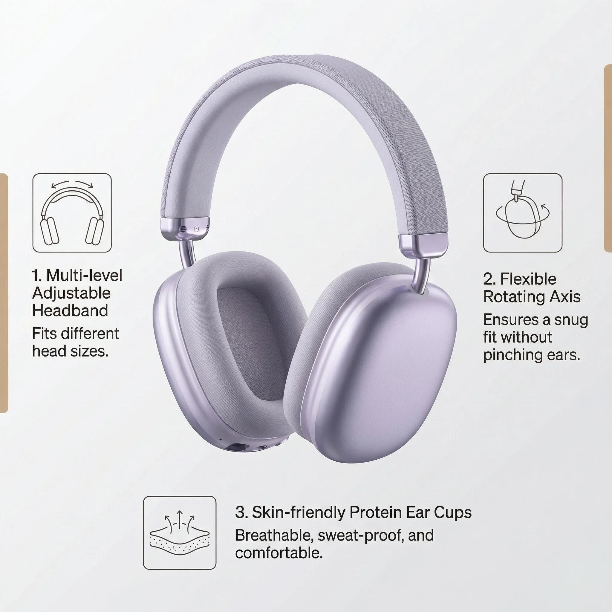 Fabric Headband Over-Ear Headphones Wireless Stereo HiFi Headset Adjustable Metal Rod Outdoor Music Noise Cancelling Earphones