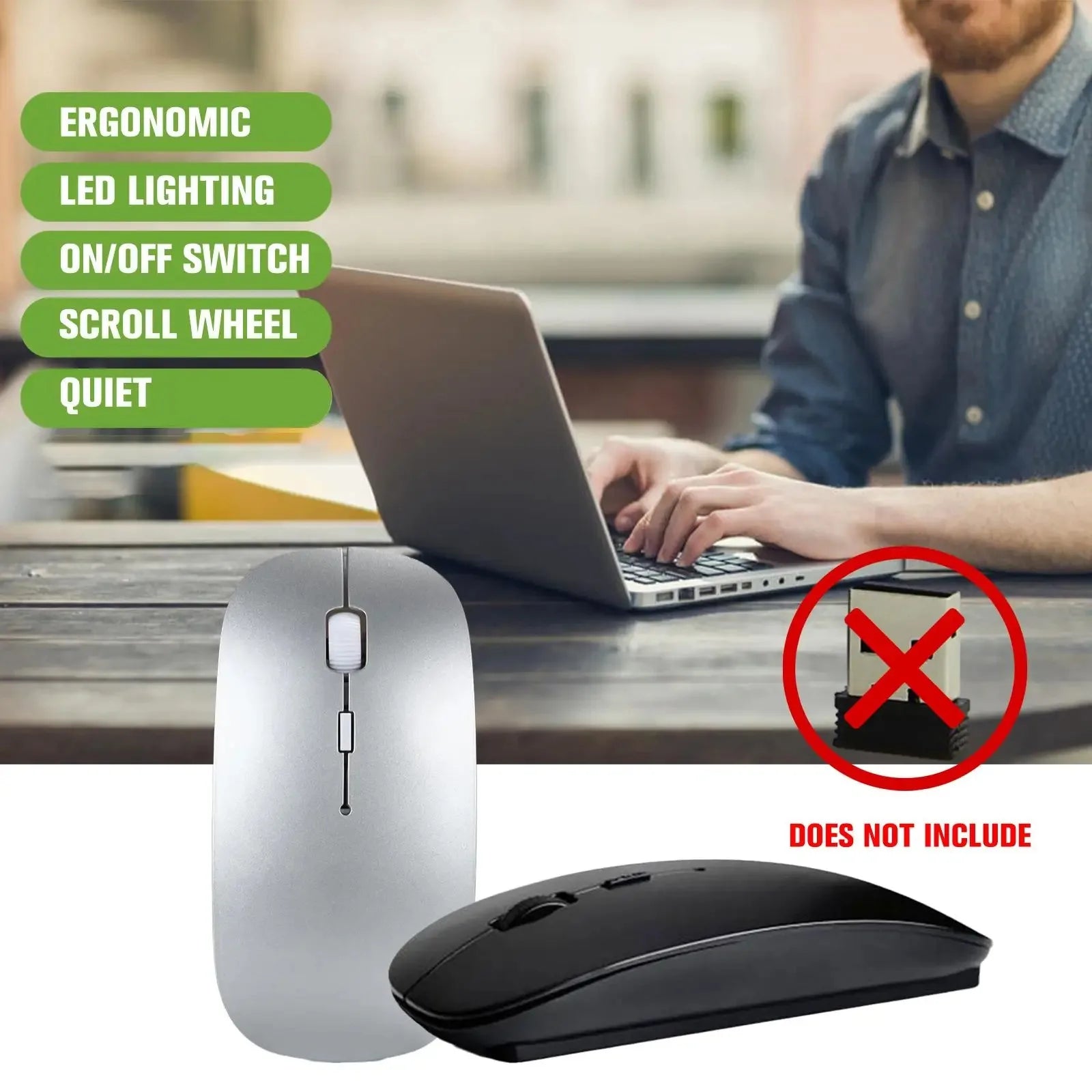 Bluetooth-compatible Mouse Wireless Mouse Silent Computer Mice Portable for Laptop iPad Air Pro Tablet Working Gaming Mouse