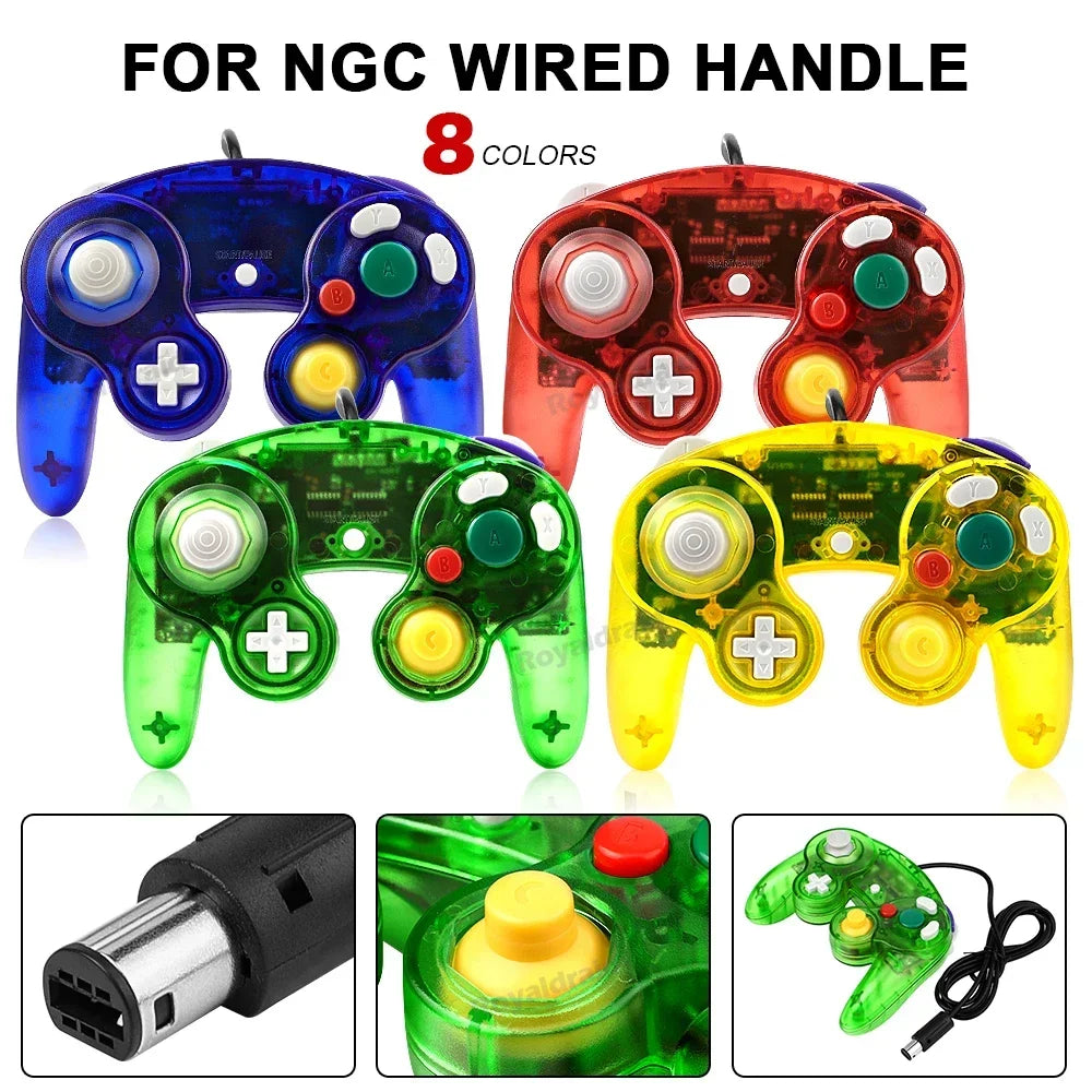 8 Colors Transparent For NGC Wired Game Controller For GameCube NGC Classic Joystick Retro Game Handle Wired Gamepads