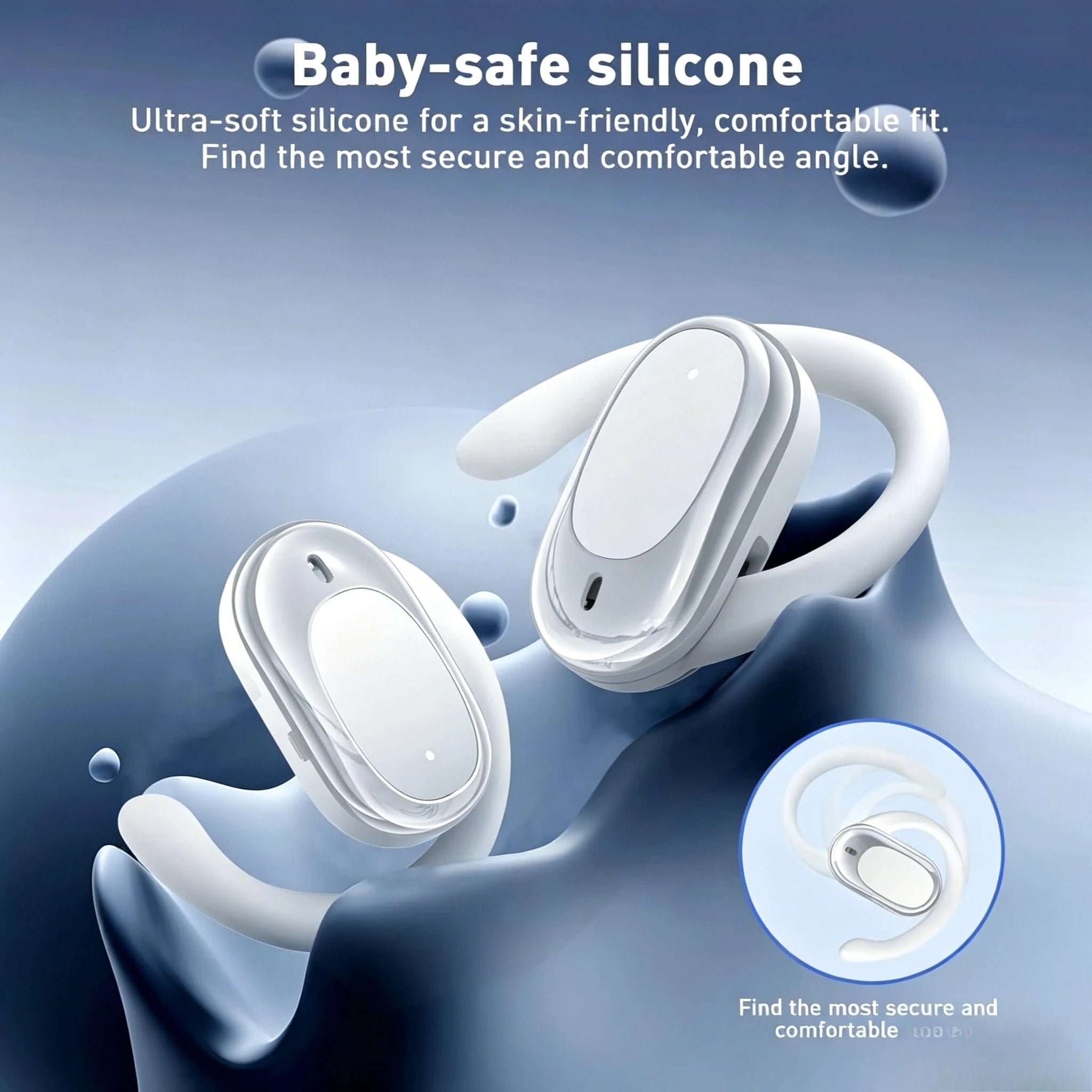 Over-Ear Open-Ear Wireless Bluetooth Headphones Rotatable Design with Noise Cancellation and Built-in Mic Premium Earphones