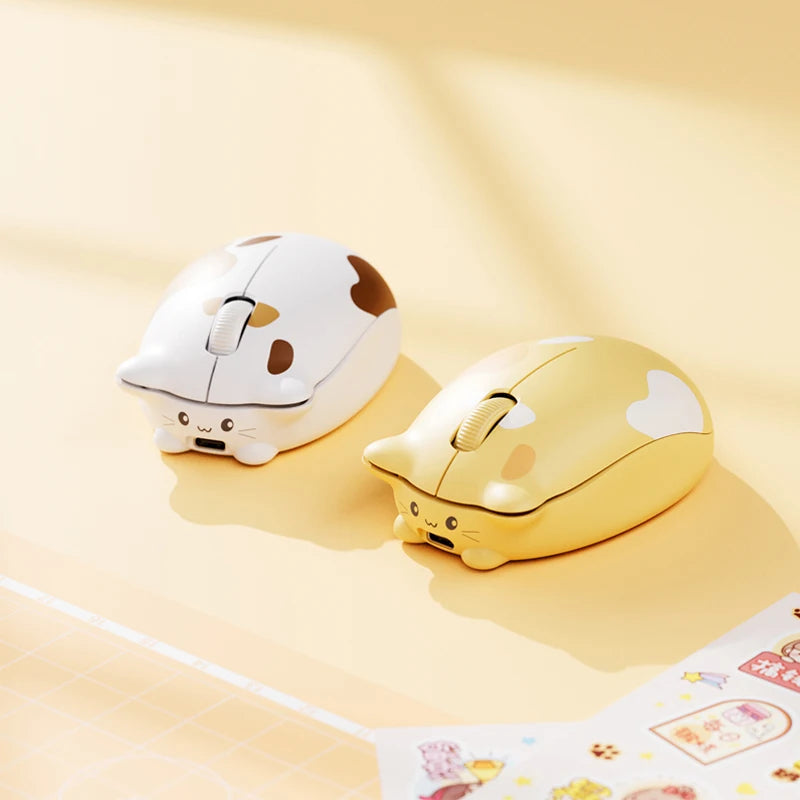INPHIC Kalo Cute Cat Bluetooth Compatible Wireless Mouse Low Noise Office Mouse Battery Power Display For PC Laptops and IPads