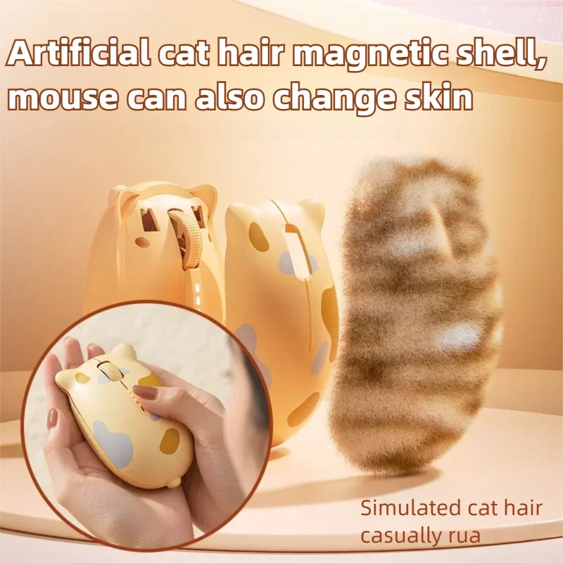 INPHIC Kalo Cute Cat Bluetooth Compatible Wireless Mouse Low Noise Office Mouse Battery Power Display For PC Laptops and IPads