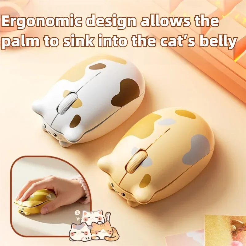 INPHIC Kalo Cute Cat Bluetooth Compatible Wireless Mouse Low Noise Office Mouse Battery Power Display For PC Laptops and IPads