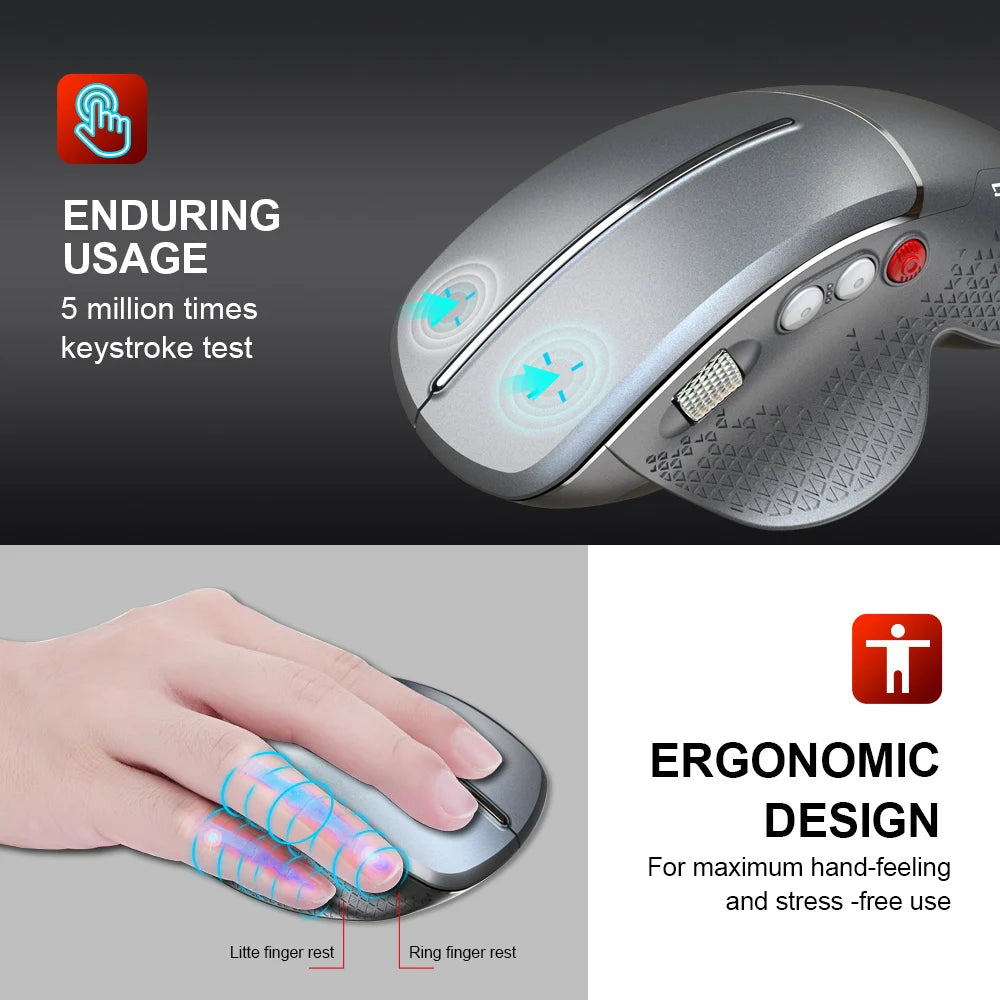 2.4G Wireless Mouse Ergonomic Vertical Mice Side Metal Roller Gaming Mouse For Official Home Laptop Computer PC