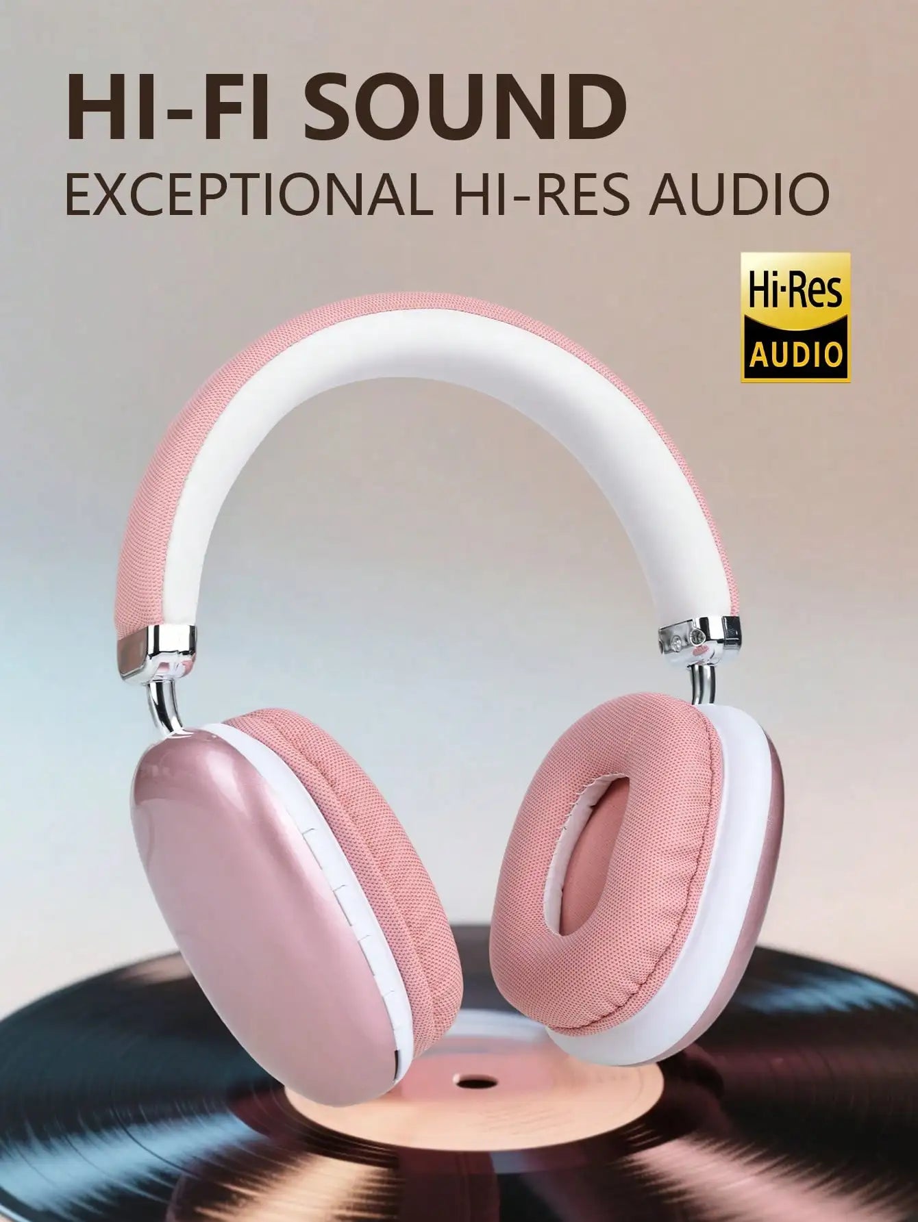 B40 Bluetooth Headphones Over Ear Wireless Headset HiFi Music Gaming Comfortable Mic for iPhone Android PC pink