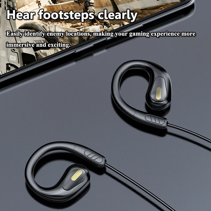 3.5mm Not-in Ear Headphones TP-C Wired Open Ear Sports Gaming Headset Hifi Sound Music Earphone with ENC MIC for Clear Calls